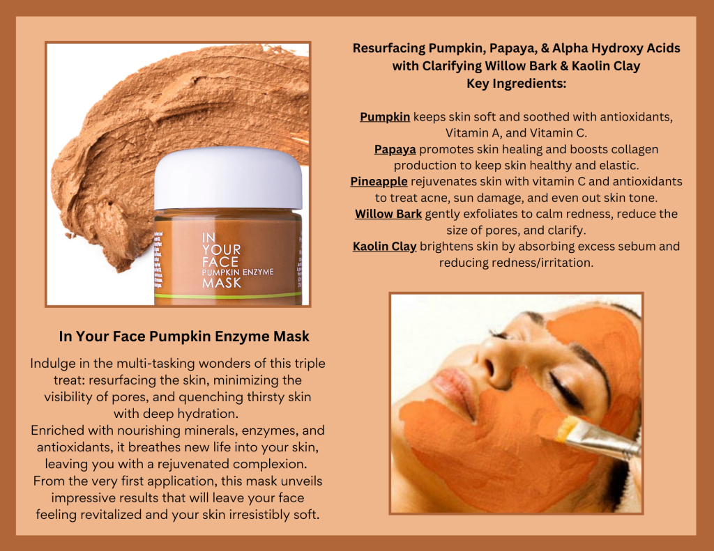 Image highlighting key ingredients of the Pumpkin Enzyme Mask.