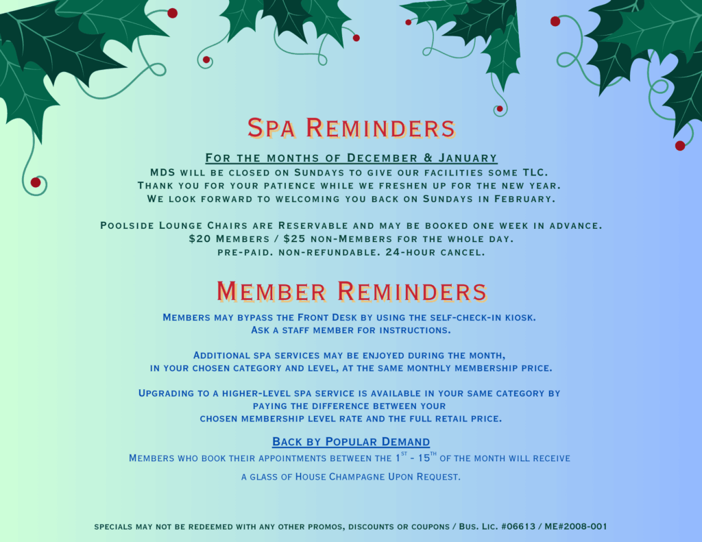Spa and Member Reminders