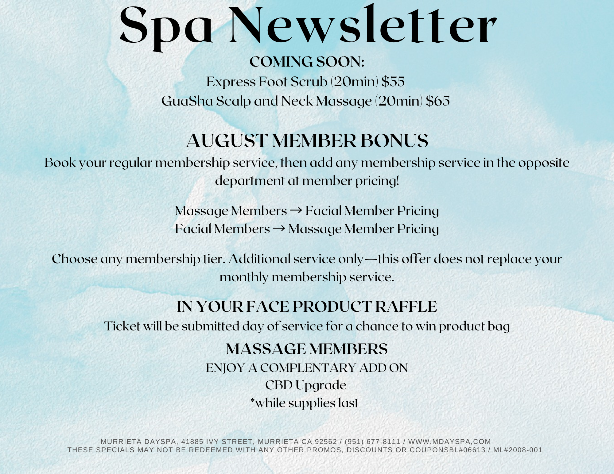 August Member Specials